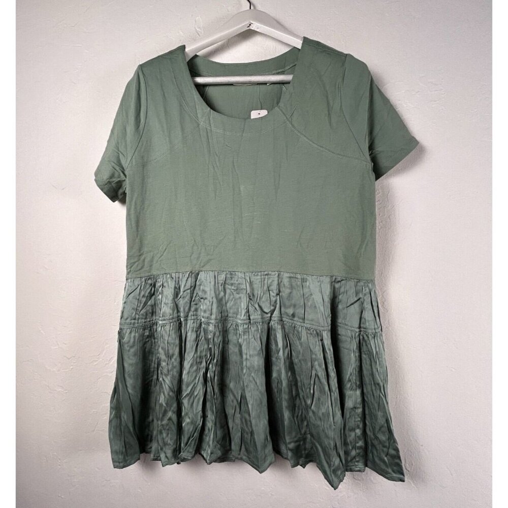 Soft Surroundings Khloe Womens Cotton Bay Leaf Tiered Peplum Top XL New $79.95